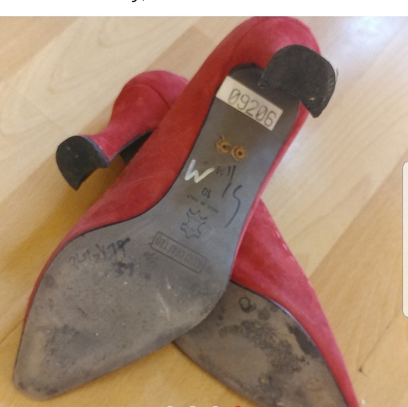 Chantal Italy Pumps Red Suede Vintage Sz 10 - Picture 3 of 4